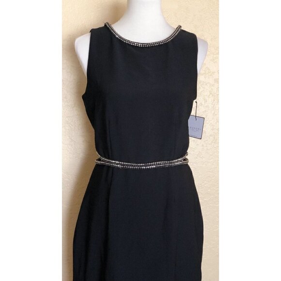 Laundry by Shelli Segal Women's Black Crystal Embellished Midi Dress Size 8 - Picture 11 of 12